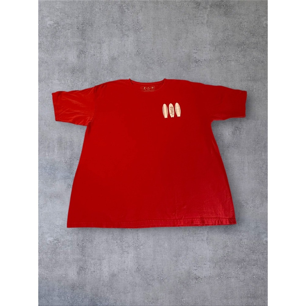 Coca-Cola Graphic T-Shirt Mens XL Red Surf Sunset Live Positively